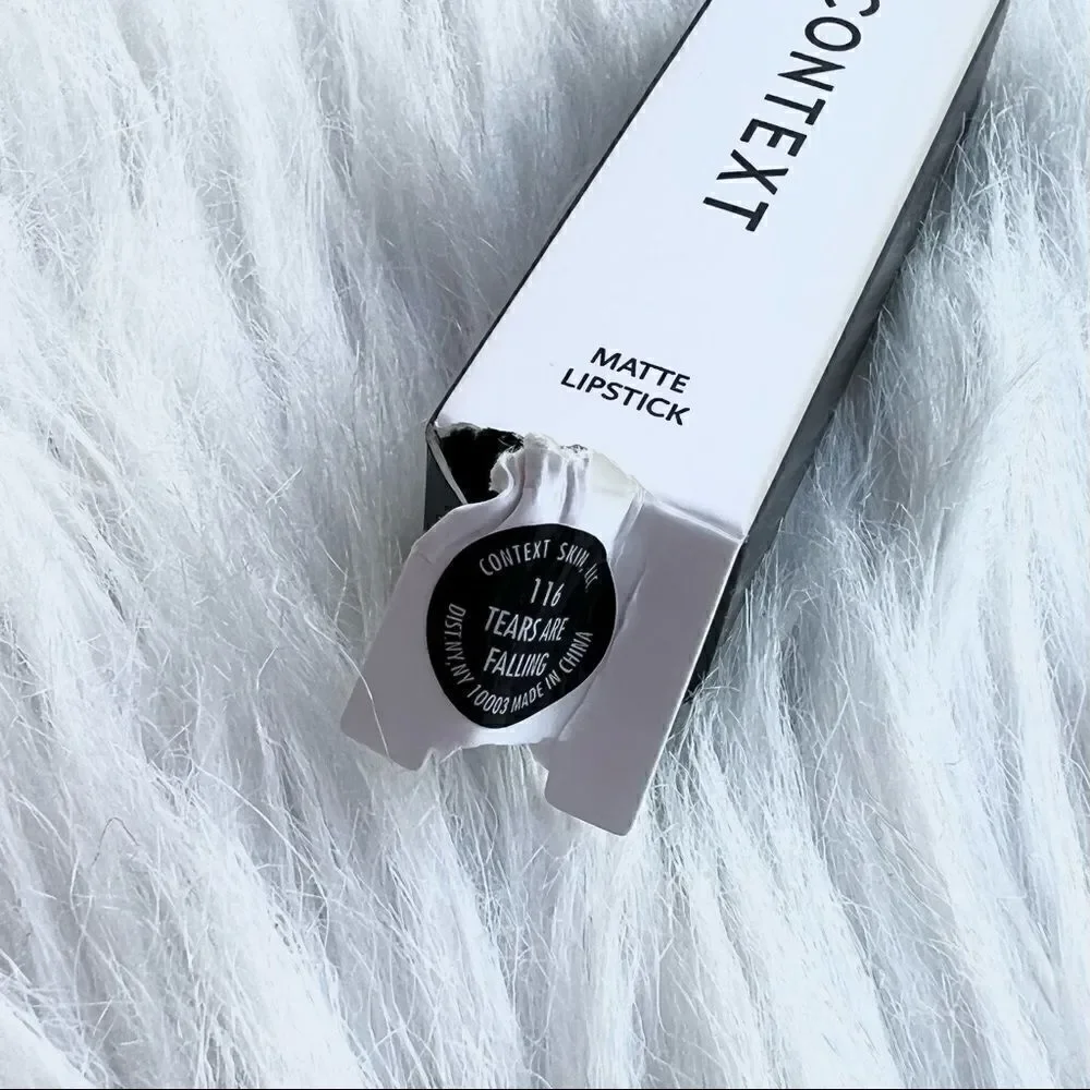 Context Matte Lipstick Tears are Falling Dark Mauve Color, New in Box Full Size